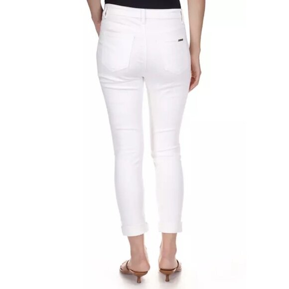 NWT Michael Kors Selma Skinny High Rise Cropped Stretch Jeans in White - Picture 2 of 4